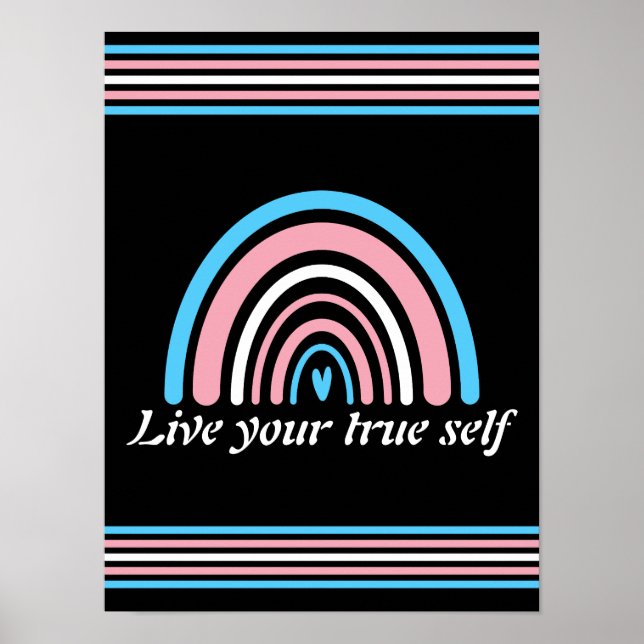 LGBTQ Transgender-Flagga: Lev ditt sanna liv Poster (Framsidan)