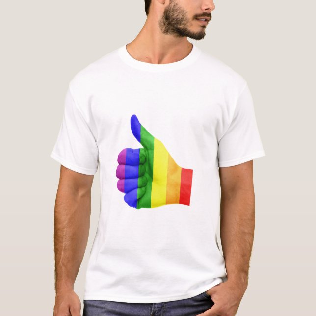 LGBTQ-tum upp regnbågen räcker T Shirt (Framsida)