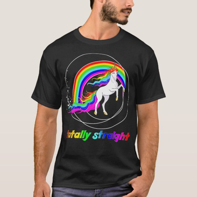 LGBTQ U, helt Rak, Gay pride T Shirt (Framsida)
