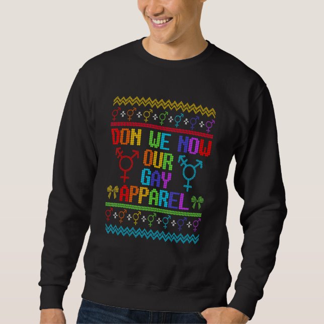 Lgbtq Ugly God Jul Sweater Don We now our Gay Ap Lång Ärmad Tröja (Framsida)