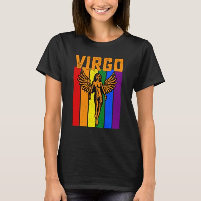 LGBTQ Virgo Zodiac Sign Vintage Astrology T Shirt (Framsida)