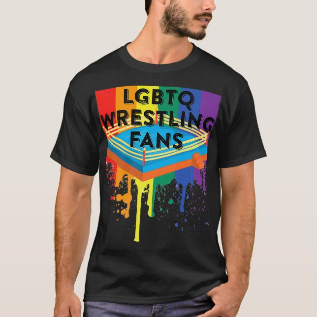 LGBTQ Wrestling Fans T Shirt (Framsida)