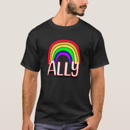 LGBTQIA+ Allierad | Söt regnbåge och hjärta stolth T Shirt