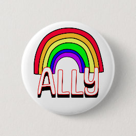 LGBTQIA+ Ally | Cute Rainbow och Heart-Pride Knapp