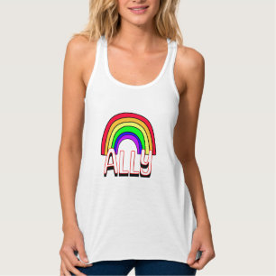 LGBTQIA+ Ally Cute Rainbow och Heart-Pride Linne Med Racerback