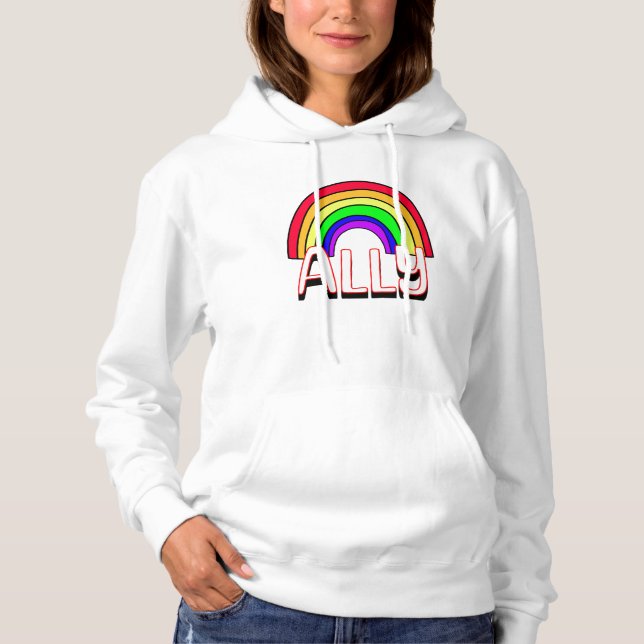 LGBTQIA+ Ally | Cute Rainbow och Heart-Pride T Shirt (Framsida)