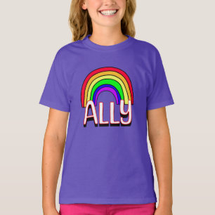 LGBTQIA+ Ally   Cute Rainbow och Heart-Pride T Shirt