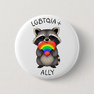 LGBTQIA+ Ally Rasion med Rainbow Heart Knapp