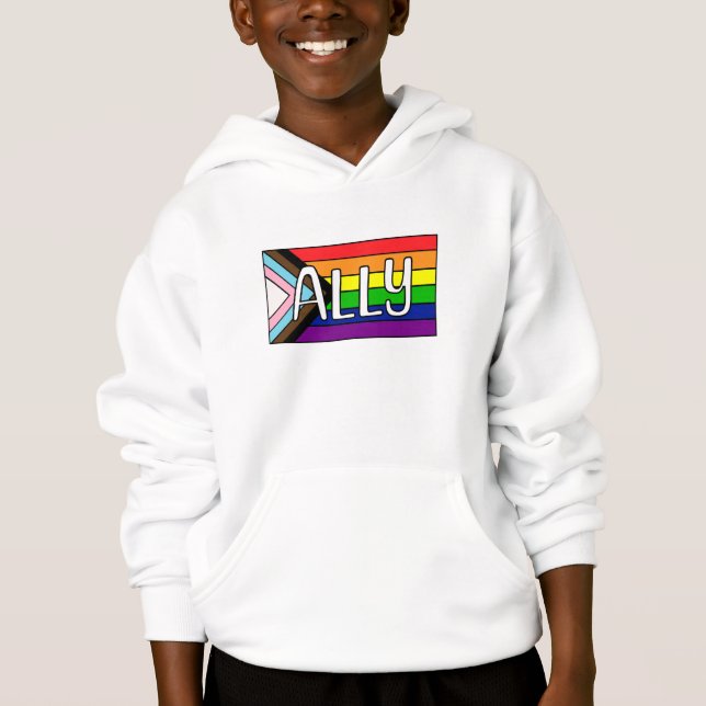 LGBTQIA+ Ally | Regnbåge Flagga T Shirt (Framsida)