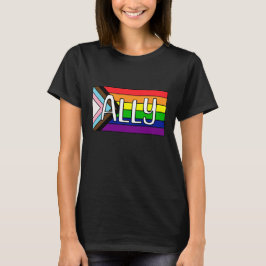 LGBTQIA+ Ally | Regnbåge Flagga T Shirt