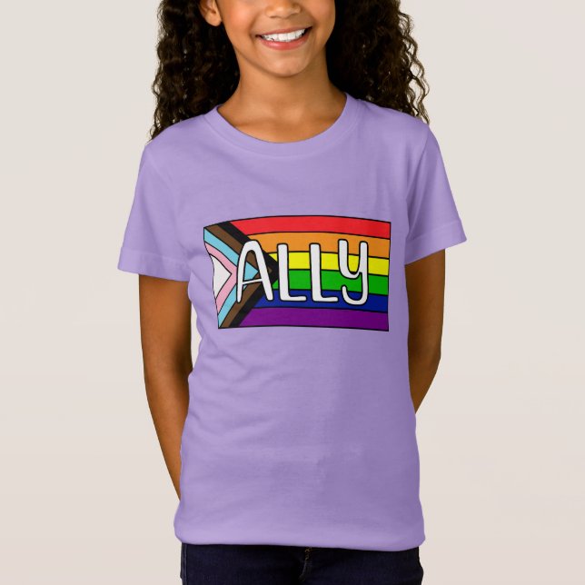 LGBTQIA+ Ally | Regnbåge Flagga T Shirt (Framsida)