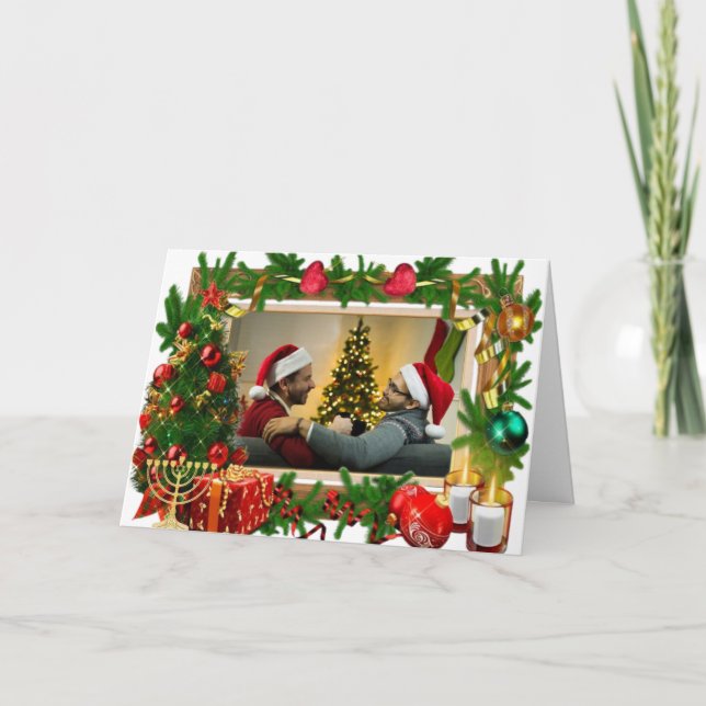 LGBTQIA+ God Jul Subtil bild-text Anpassad Kort (Framsida)