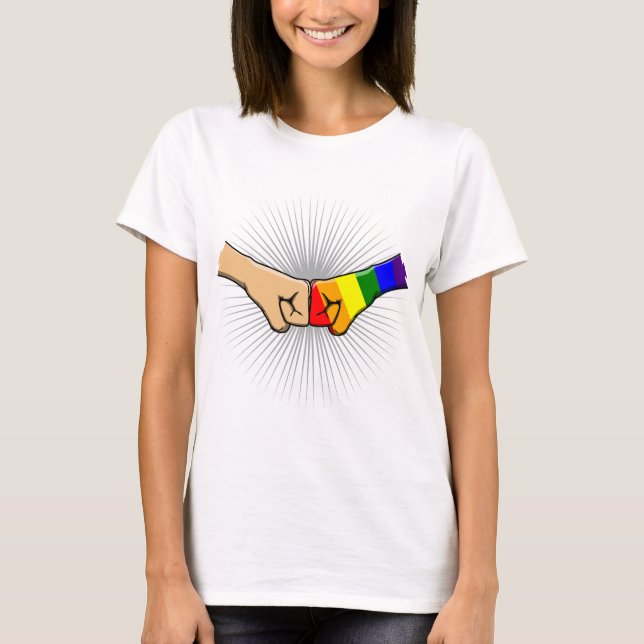 LGBTQIA+ nävens knuff allierad T Shirt (Framsida)