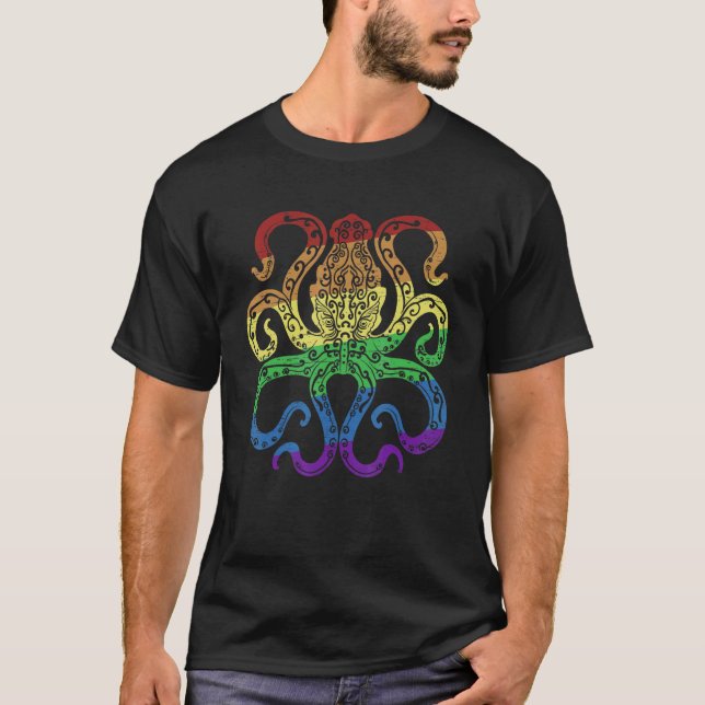LGBTQIA Octopus Pride Month for a Sea Diver T Shirt (Framsida)