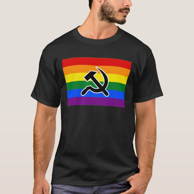 LGBTQIA+ Pride Hammer & Sickle T-Shirt (Framsida)