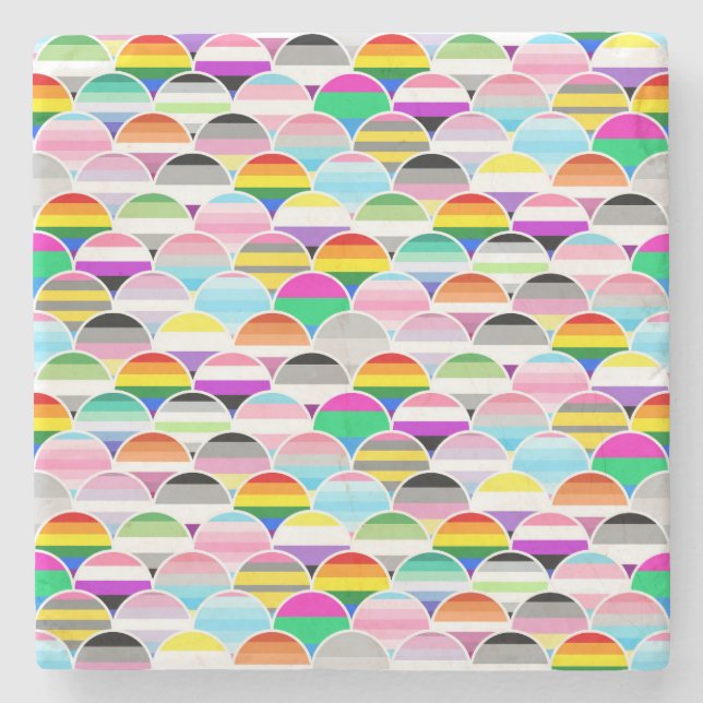 LGBTQIA+ Queer Scalloped Pride Flag Fans Stenunderlägg (Framsidan)