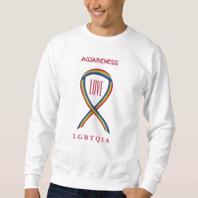 LGBTQIA Rainbow Awareness Ribbon Sweatshirt (Framsida)