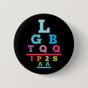 LGBTQQIP2SAA Gay Pride Ögonkartasakronym Knapp