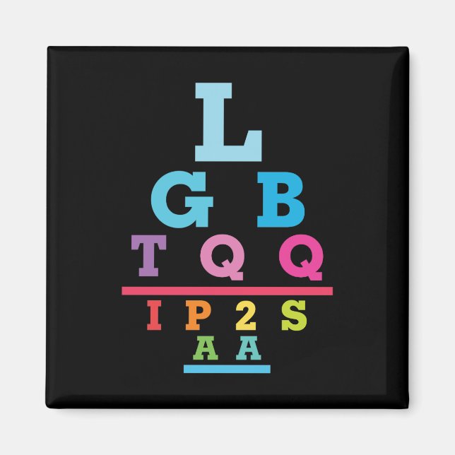 LGBTQQIP2SAA Gay Pride Ögonkartasakronym Magnet (Framsidan)