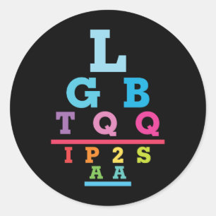 LGBTQQIP2SAA Gay Pride Ögonkartasakronym Runt Klistermärke