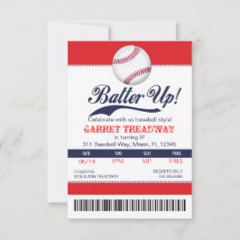LGC Batter upp Baseball Biljett 2:a versionen Inbjudningar