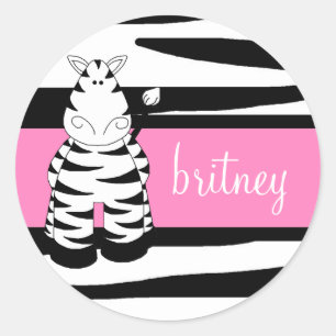 LGC En Hett mamma Zebra Sticker Ljus rosa Runt Klistermärke