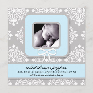 LGC | Grått & Blue Damask Boy-meddelande Meddelande