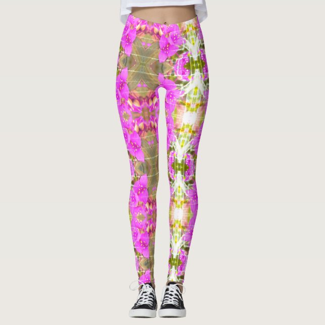 Lgngs för blomma för harmonidruvaTradescantia Leggings (Framsida)