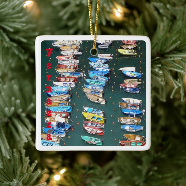 LGR016 VERNAZZA, Harbour, Cinque Terre Julgransprydnad Keramik (Träd)