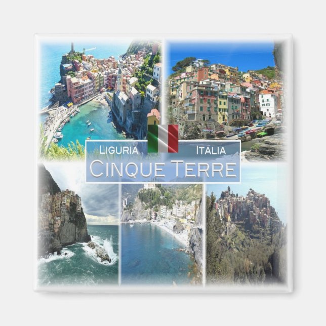 LGR040 CINQUE TERRE, Mosaic, Italien, Fridge Magnet (Framsidan)