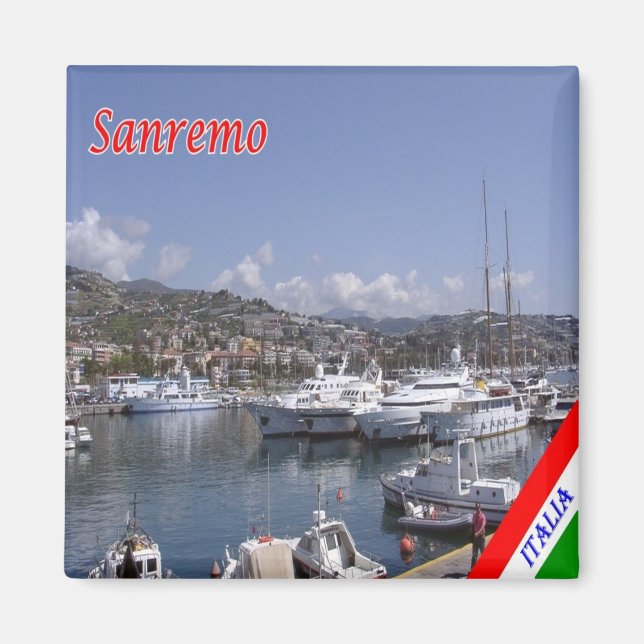 LGR081 SANREMO - Port - Ligurien - Italien - Fridg Magnet (Framsidan)