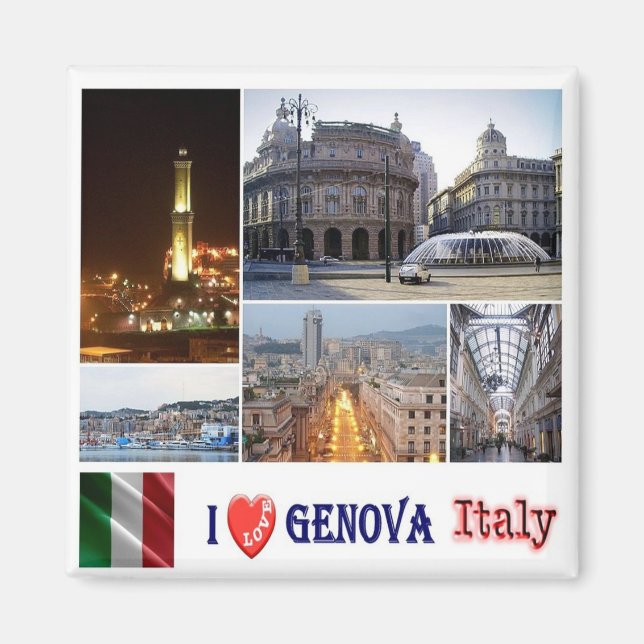 LGR147 GENOA I Kärlek, Italien, Fridge Magnet (Framsidan)