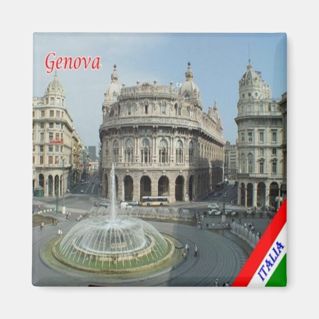 LGR157 GENOA View of Piazza De Ferrari, Fridge Magnet (Framsidan)