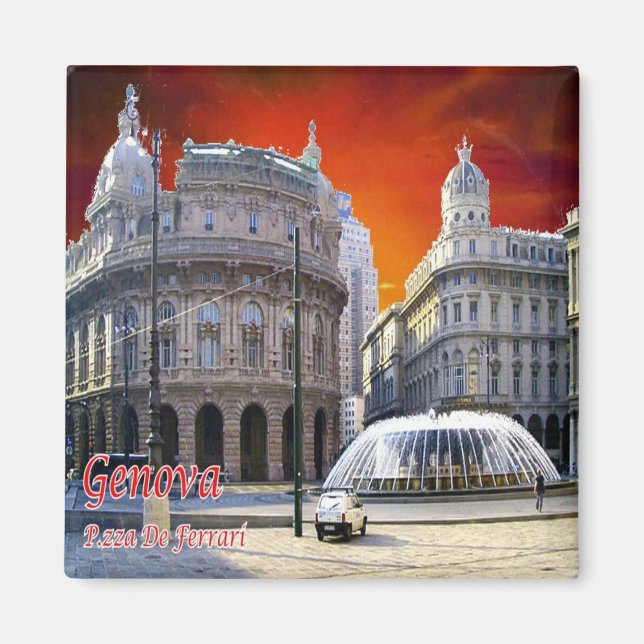 LGR158 GENOA, View of Piazza De Ferrari, Fridge Magnet (Framsidan)