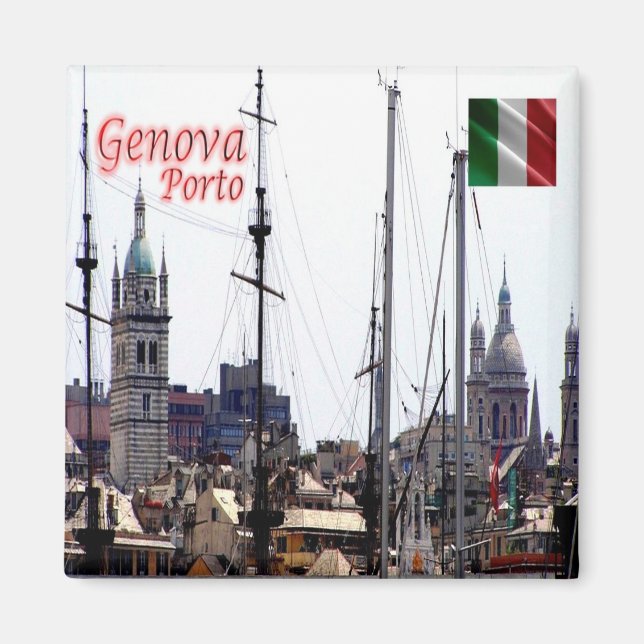 LGR162 GENOA, Port, Ligurien, Italien, Fridge Magnet (Framsidan)