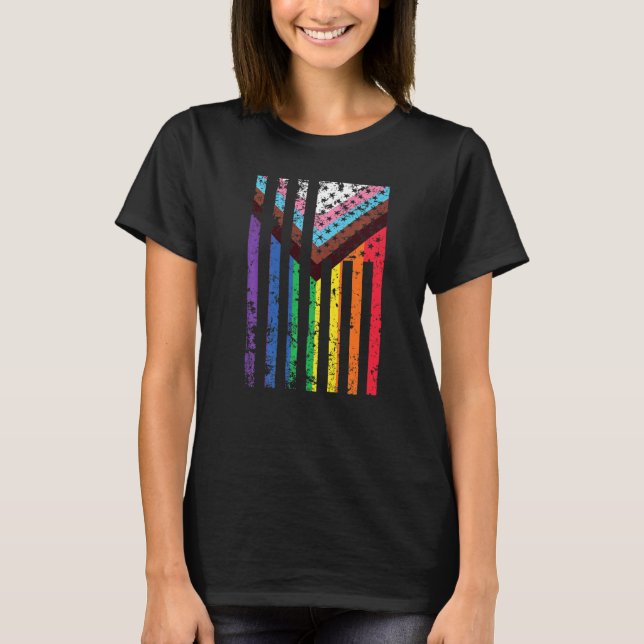 Lgtbiaq+ Pride USA flagga Pride Månad T Shirt (Framsida)
