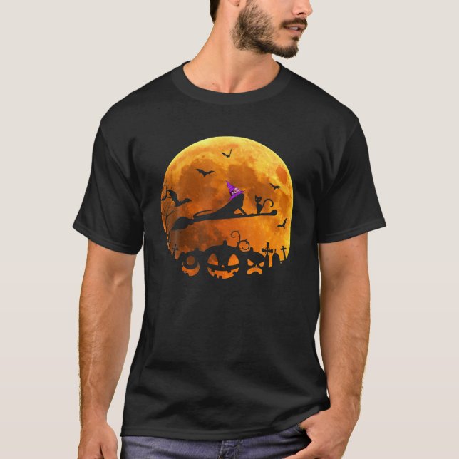 Lguana Costume Witch Riding Broom Måne Halloween T Shirt (Framsida)