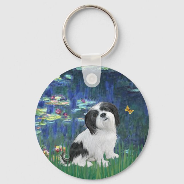 Lhasa Apso 2 - Lilies 5 Nyckelring (Framsida)