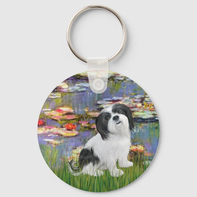 Lhasa Apso 2 - Liljor 2 Nyckelring (Framsida)