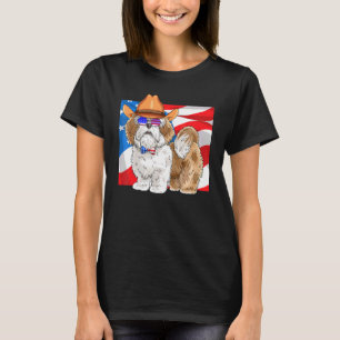 Lhasa Apso 4 juli Patriotic American Flagga T Shirt