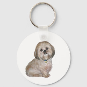 Lhasa Apso (A) - guldgrädde/grädde Nyckelring