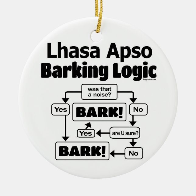 Lhasa Apso Barking Logic Julgransprydnad Keramik (Framsidan)