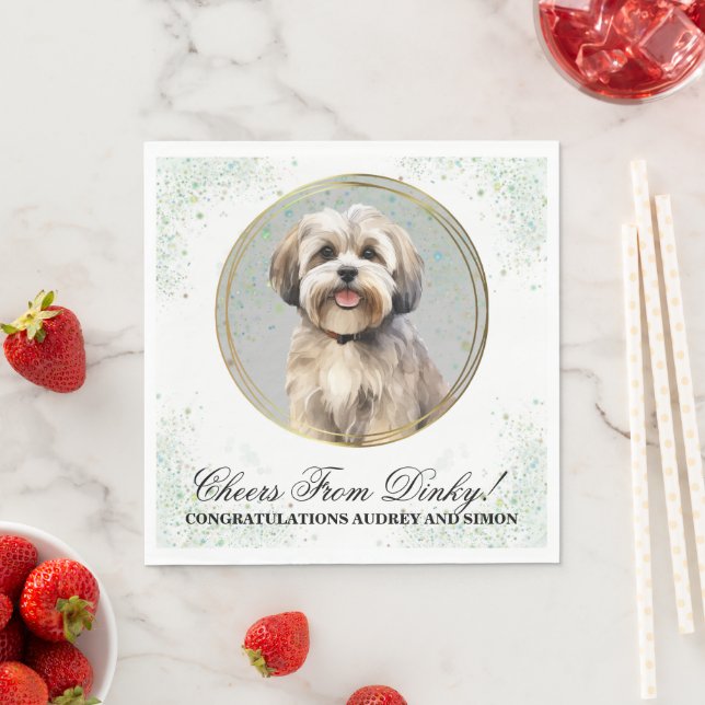 Lhasa Apso Bröllokduktyg med Hund Foto Pappersservett (Insitu)
