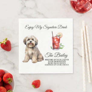 Lhasa Apso Bröllop Namnteckning Drink Napkins Pappersservett
