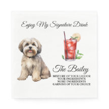 Lhasa Apso Bröllop Namnteckning Drink Napkins