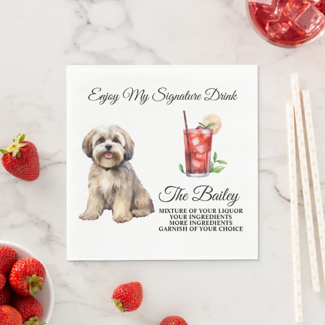 Lhasa Apso Bröllops Signatur Dryck Servetter (Insitu)