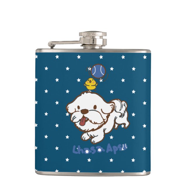 Lhasa apso bubu och lille kycklingguagua fickplunta (Framsidan)