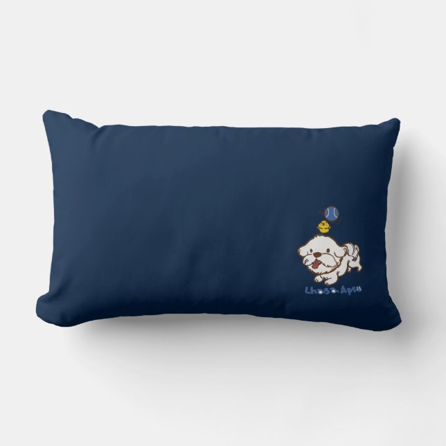 Lhasa apso bubu och lille kycklingguagua lumbarkudde (Framsida)