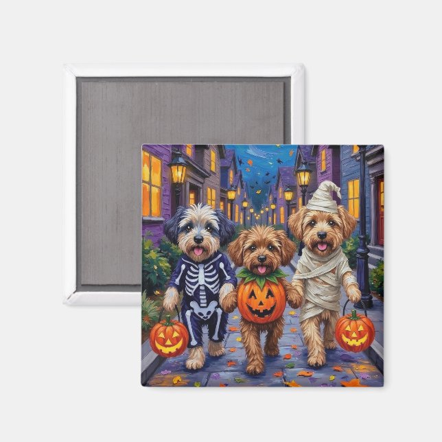 Lhasa Apso busar på godis i halloween-kostymer Magnet (Front/Back)