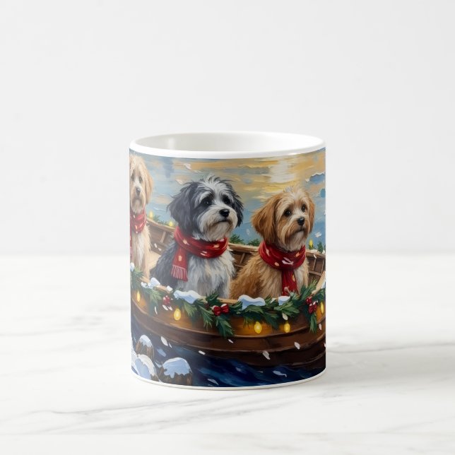 Lhasa Apso Christmas Boat Holiday Kaffemugg (Center)
